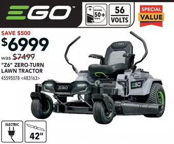 RONA Ego z6 zero-turn lawn tractor offer