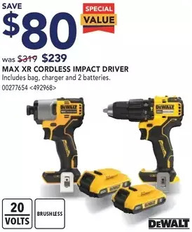 Lowe's Dewalt max xr cordless impact driver offer