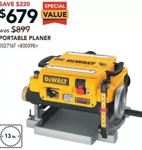 Lowe's Dewalt portable planer offer
