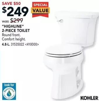Lowe's Kohler highline 2-piece toilet offer