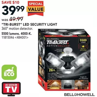 Lowe's Bell+howell tri-burst led security light offer