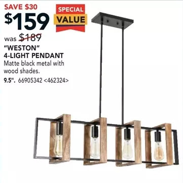 Lowe's Weston 4-light pendant offer