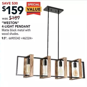 Lowe's Weston 4-light pendant offer