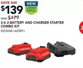 Lowe's Craftsman 2-a 2-battery and charger starter combo kit offer