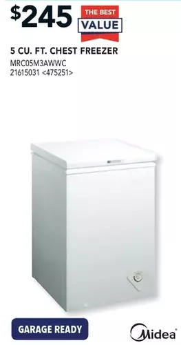 Lowe's Midea 5 cu. ft. chest freezer offer