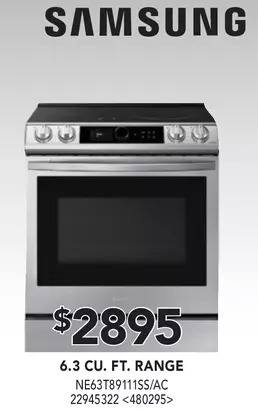 Lowe's Samsung 6.3 cu. ft. range offer