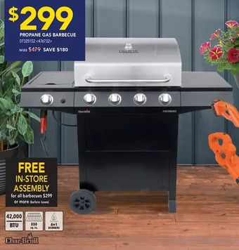 Lowe's Char-broil propane gas barbecue offer
