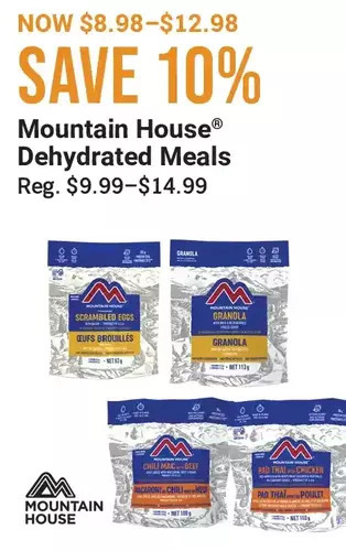 Cabela's Mountain house dehydrated meals offer