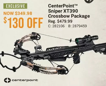 Cabela's Centerpoint sniper xt390 crossbow package offer