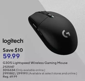 Staples Logitech g305 lightspeed wireless gaming mouse offer