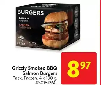 Walmart Grizzly smoked bbq salmon burgers offer