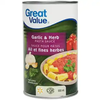 Walmart Great value herb & garlic pasta sauce offer