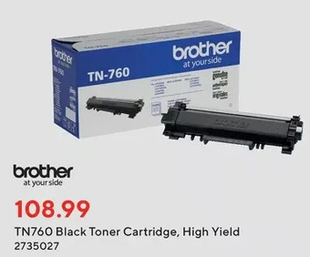 Staples Brother tn760 black toner cartridge offer