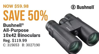 Cabela's Bushnell all-purpose 10x42 binoculars offer