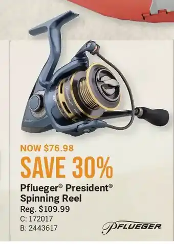 Cabela's Pflueger president spinning reel offer