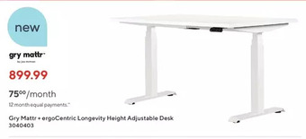 Staples Gry mattr + ergocentric longevity height adjustable desk offer