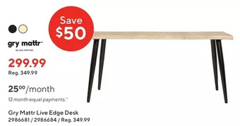 Staples Gry mattr live edge desk offer