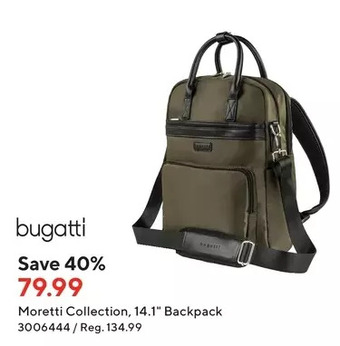 Staples Bugatti moreti collection, 14.1 backpack offer