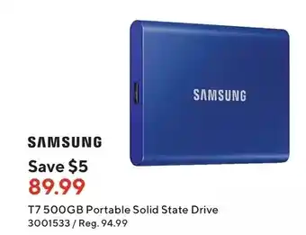 Staples Svmsung t7 500gb portable solid state drive offer