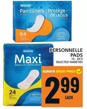 Food Basics Personnelle pads offer