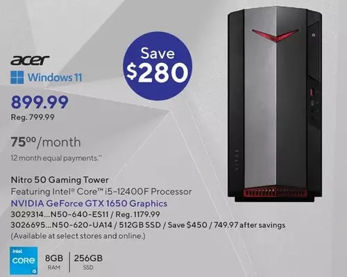 Staples Acer nitro 50 gaming tower offer