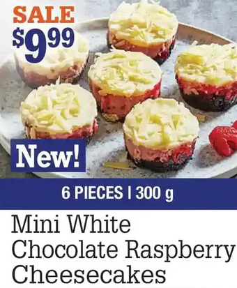 M & M Food Market Mini white chocolate raspberry cheesecakes offer