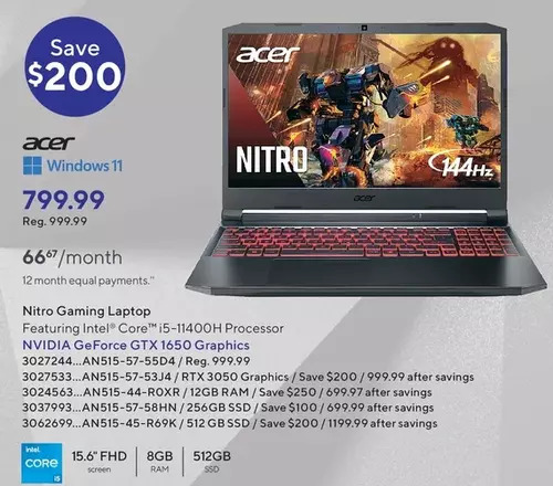 Staples Acer nitro gaming laptop offer