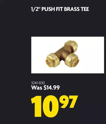 Home Hardware 1/2 push fit brass tee offer