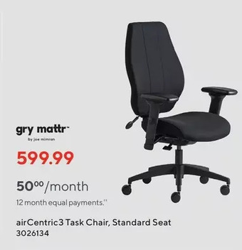 Staples Gry mattr aircentric3 task chair, standard seat offer