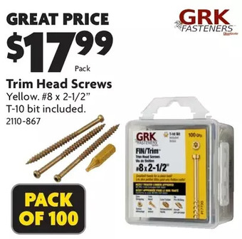 Home Hardware Trim head screws offer