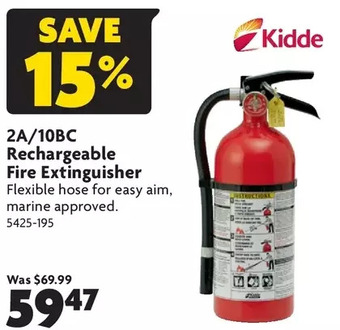 Home Hardware 2a/10bc rechargeable fire extinguisher offer