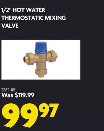 Home Hardware 1/2 hot water thermostatic mixing valve offer