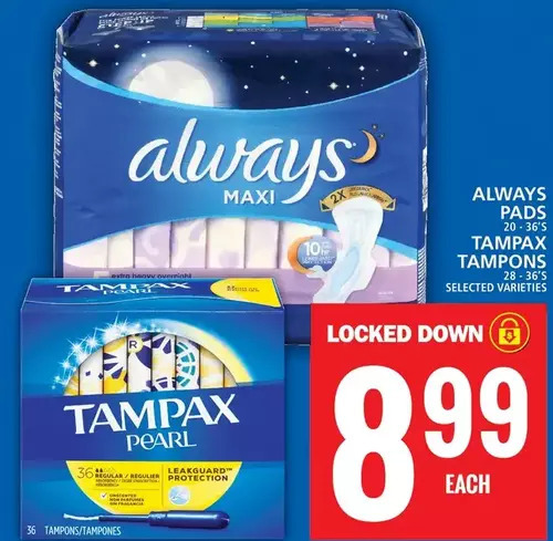 Food Basics Always pads | tampax tampons offer