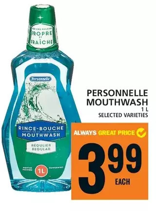 Food Basics Personnelle mouthwash offer
