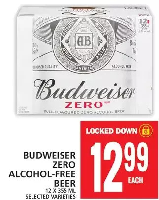 Food Basics Budweiser zero alcohol-free beer offer