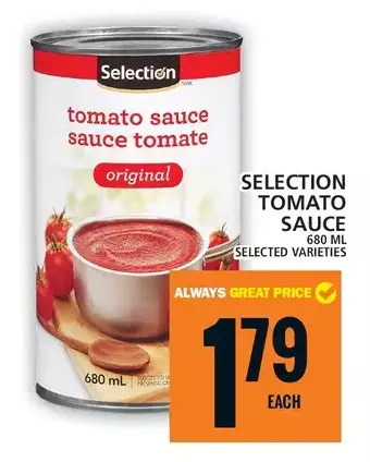 Food Basics Selection tomato sauce offer