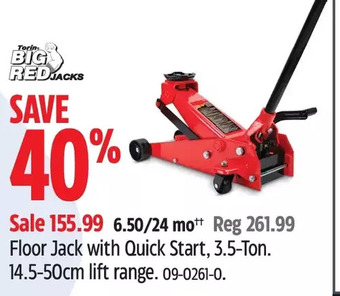 Canadian Tire Floor jack with quick start offer
