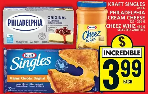 Food Basics Kraft singles | philadelphia cream cheese | cheez whiz offer