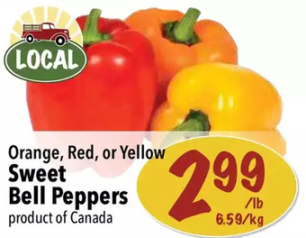 Farm Boy Orange, red, or yellow sweet bell peppers offer