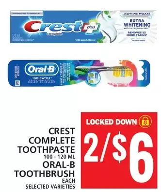 Food Basics Crest complete toothpaste | oral-b toothbrush offer