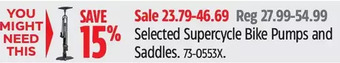 Canadian Tire Supercycle bike pumps and saddles offer