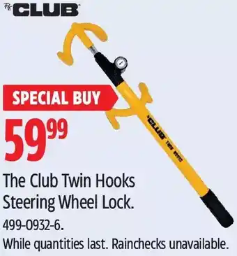 Canadian Tire Club the club twin hooks steering wheel lock offer