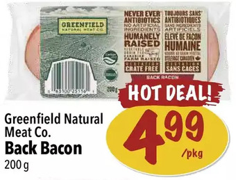 Farm Boy Greenfield natural meat co. back bacon offer