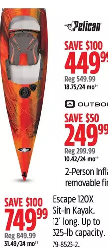 Canadian Tire Escape 120x sit-in kayak offer