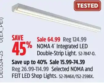 Canadian Tire Noma 4' integrated led double-strip light | noma and feit led shop lights offer
