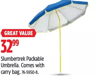 Canadian Tire Slumbertrek packable umbrella. comes with carry bag offer