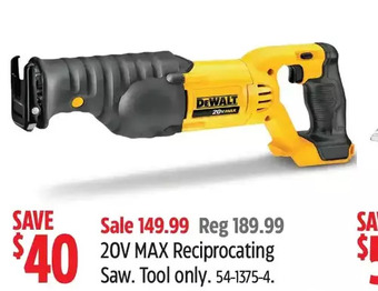Canadian Tire 20v max reciprocating saw offer