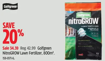 Canadian Tire Golfgreen nitrogrow lawn fertilizer offer