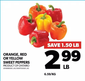 Real Canadian Superstore Orange, red or yellow sweet peppers offer