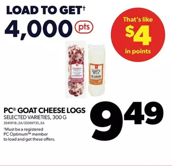 Real Canadian Superstore Pc goat cheese logs offer